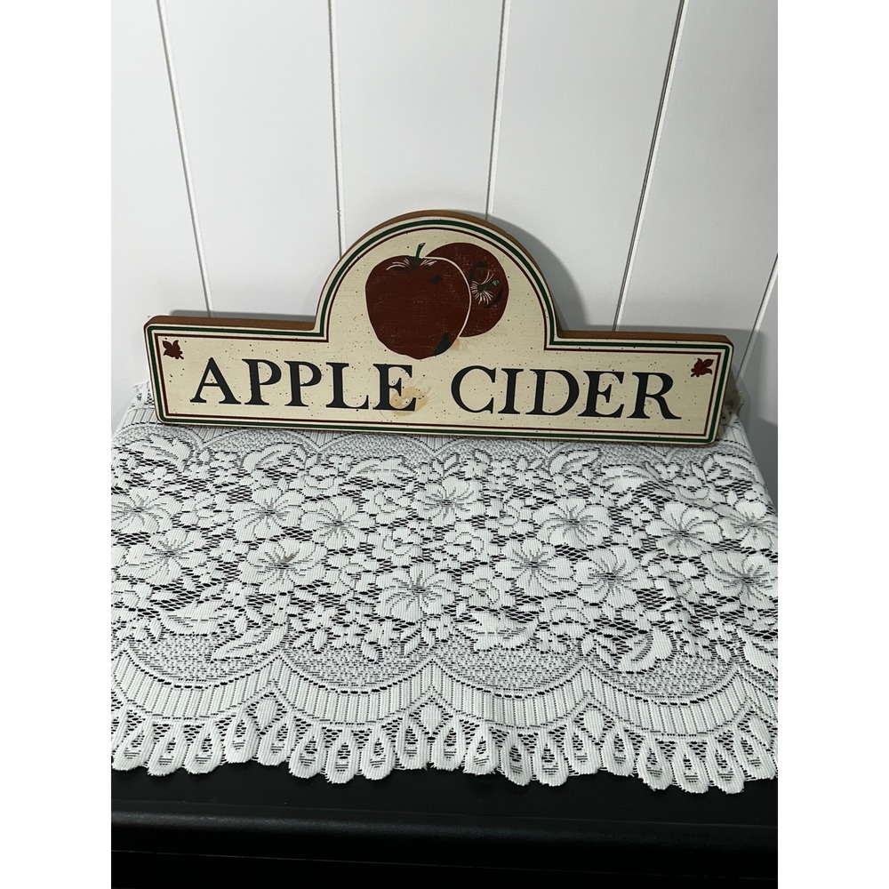 Vintage Style Wooden Apple Cider Sign Farmhouse Fall Decor Rustic Kitchen Plaque